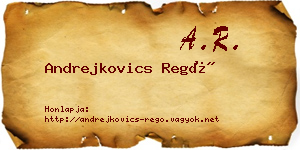 Andrejkovics Regő névjegykártya